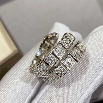 [Marins]SERPENTI DOUBLE RING SILVER DIAMOND PAVED