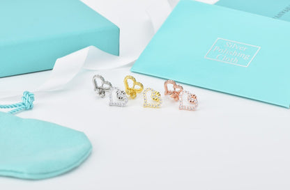 [Marins]OPEN HEART STUD DIAMOND EARRINGS