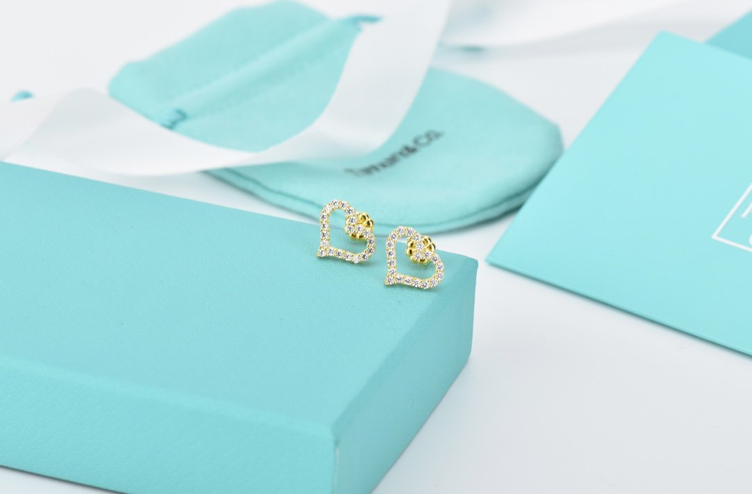 [Marins]OPEN HEART STUD DIAMOND EARRINGS