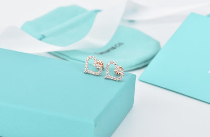 [Marins]OPEN HEART STUD DIAMOND EARRINGS