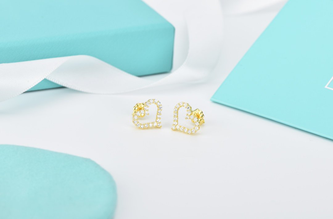 [Marins]OPEN HEART STUD DIAMOND EARRINGS