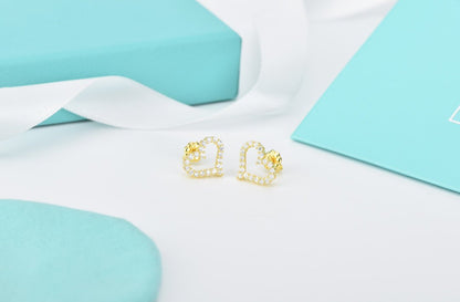 [Marins]OPEN HEART STUD DIAMOND EARRINGS