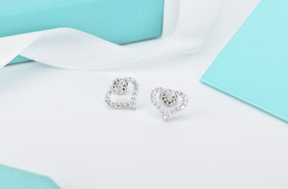 [Marins]OPEN HEART STUD DIAMOND EARRINGS
