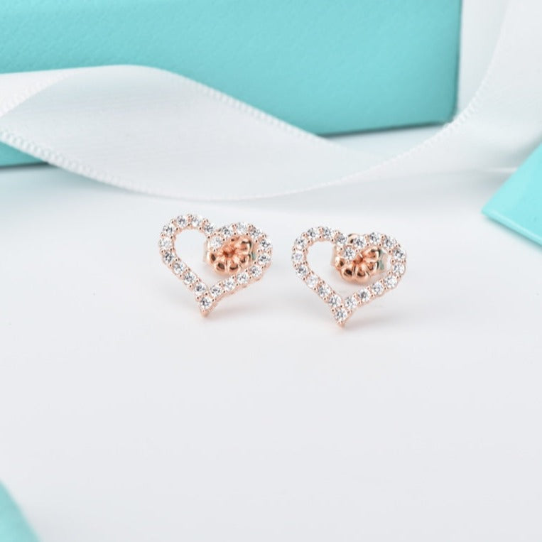 [Marins]OPEN HEART STUD DIAMOND EARRINGS