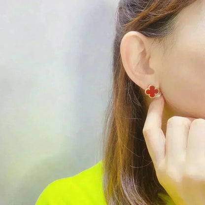 [Marins]CLOVER MEDIUM 1 MOTIFS CARNELIAN  EARRINGS