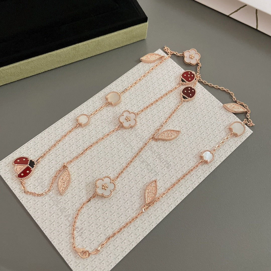 [Marins]LUCKY SPRING 15 MOTIFS ROSE GOLD NECKLACE