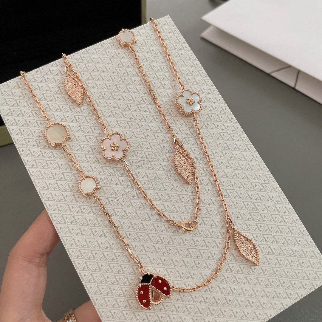 [Marins]LUCKY SPRING 15 MOTIFS ROSE GOLD NECKLACE