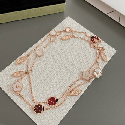 [Marins]LUCKY SPRING 15 MOTIFS ROSE GOLD NECKLACE