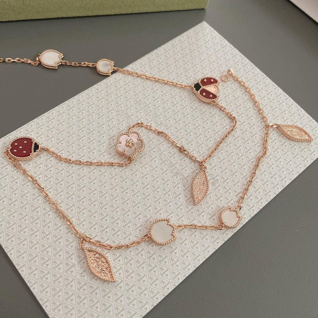 [Marins]LUCKY SPRING 15 MOTIFS ROSE GOLD NECKLACE