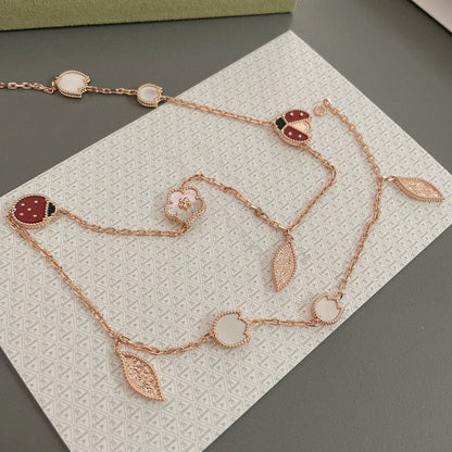 [Marins]LUCKY SPRING 15 MOTIFS ROSE GOLD NECKLACE