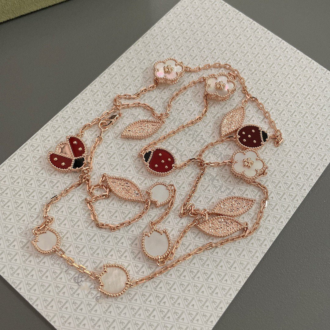 [Marins]LUCKY SPRING 15 MOTIFS ROSE GOLD NECKLACE