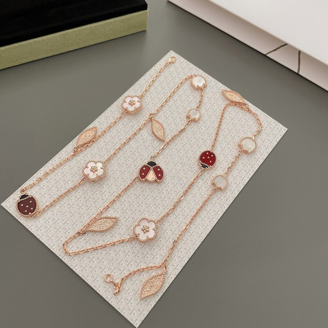 [Marins]LUCKY SPRING 15 MOTIFS ROSE GOLD NECKLACE