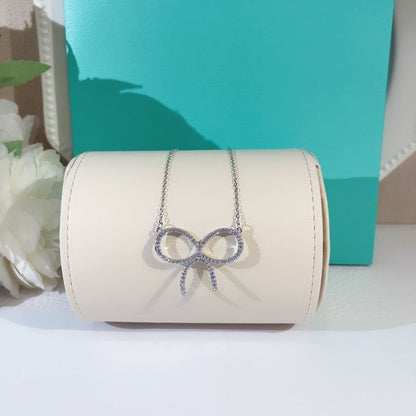[Marins]CLAW SET RHODIUM PLATED BOW NECKLACE