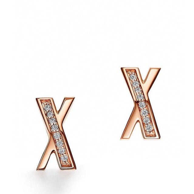 [Marins]X EARRINGS ROSE GOLD DIAMONDS