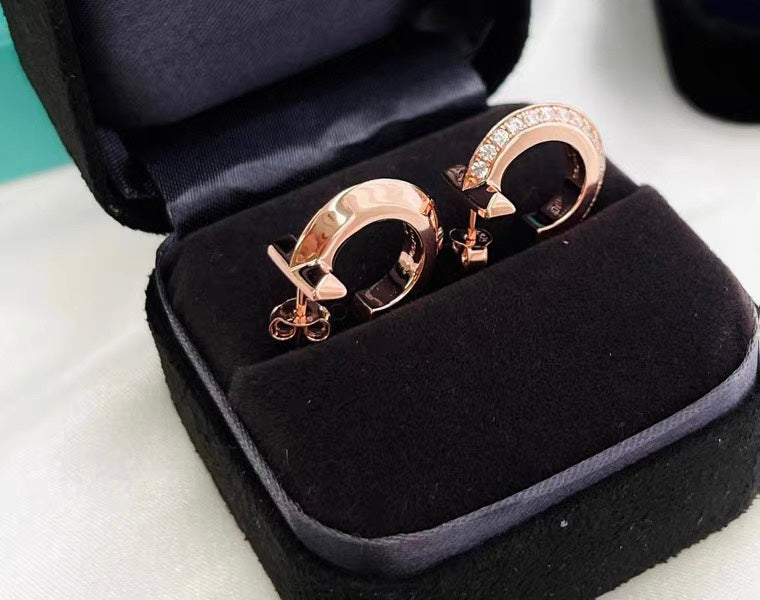[Marins]HOOP EARRINGS IN ROSE GOLD WITH DIAMONDS