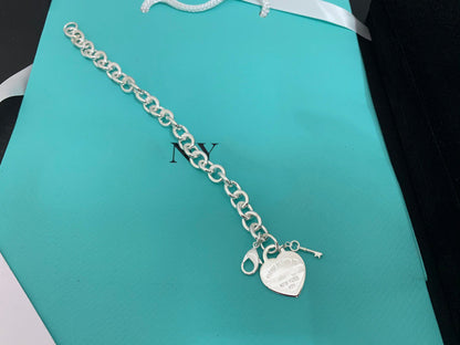 [Marins]KEY HEART CARD CHUNKY INTERLOCKING BRACELET LENGTH