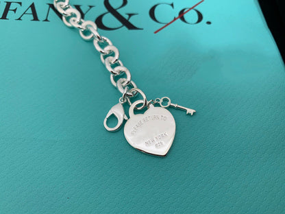 [Marins]KEY HEART CARD CHUNKY INTERLOCKING BRACELET LENGTH