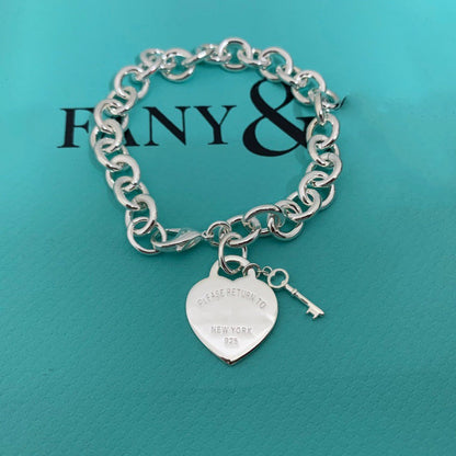 [Marins]KEY HEART CARD CHUNKY INTERLOCKING BRACELET LENGTH