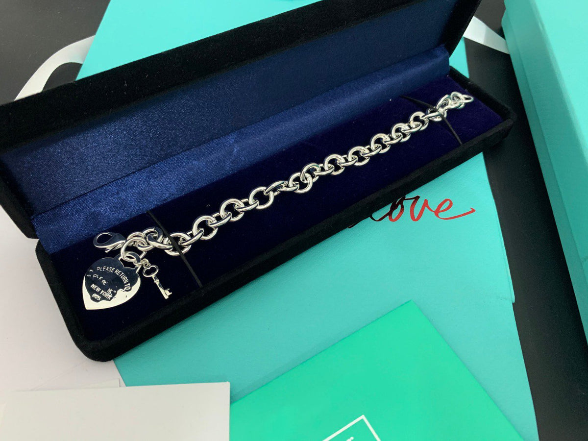 [Marins]KEY HEART CARD CHUNKY INTERLOCKING BRACELET LENGTH