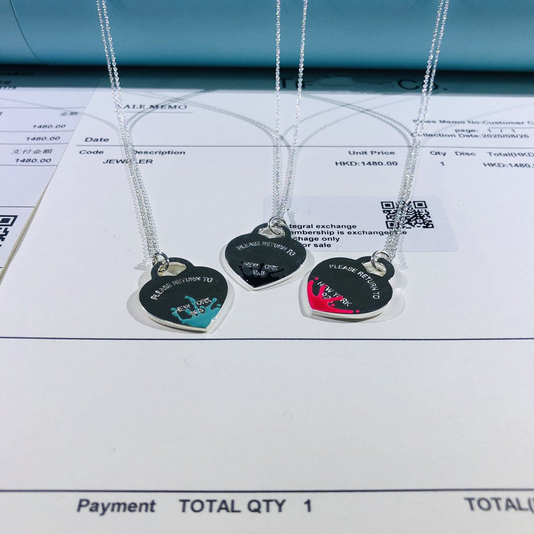 [Marins]COLOUR HEART SPLASH TAG NECKLACE
