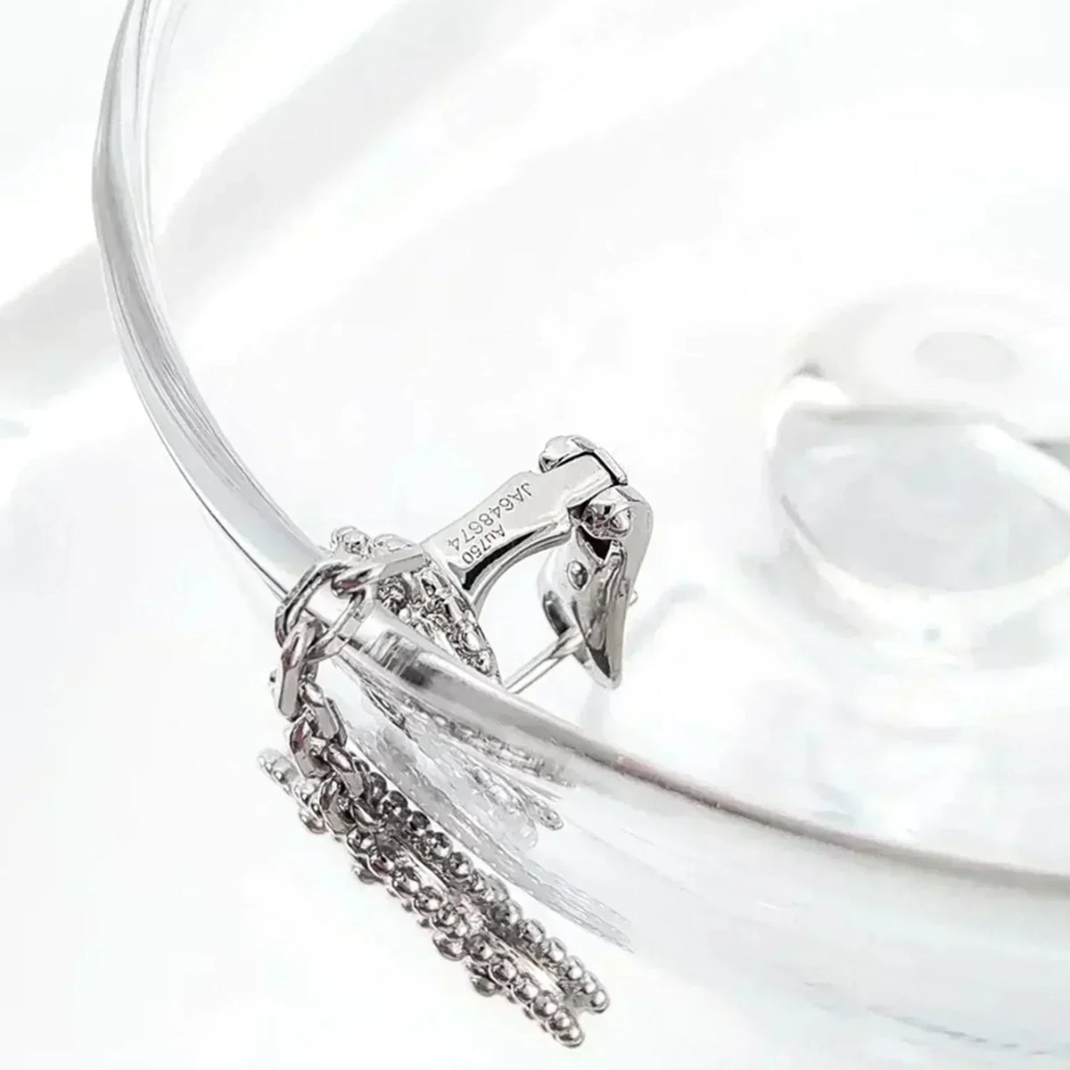 [Marins]CLOVER 2 MOTIFS  DIAMOND ONYX EARRINGS SILVER