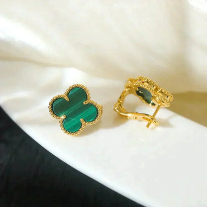 [Marins]CLOVER MEDIUM 1 MOTIFS MALACHITE  EARRINGS