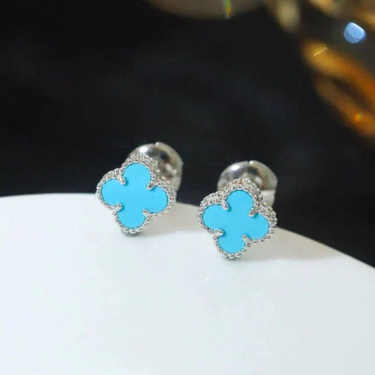 [Marins]CLOVER MINI 9.5MM ONYX STUD EARRINGS SILVER