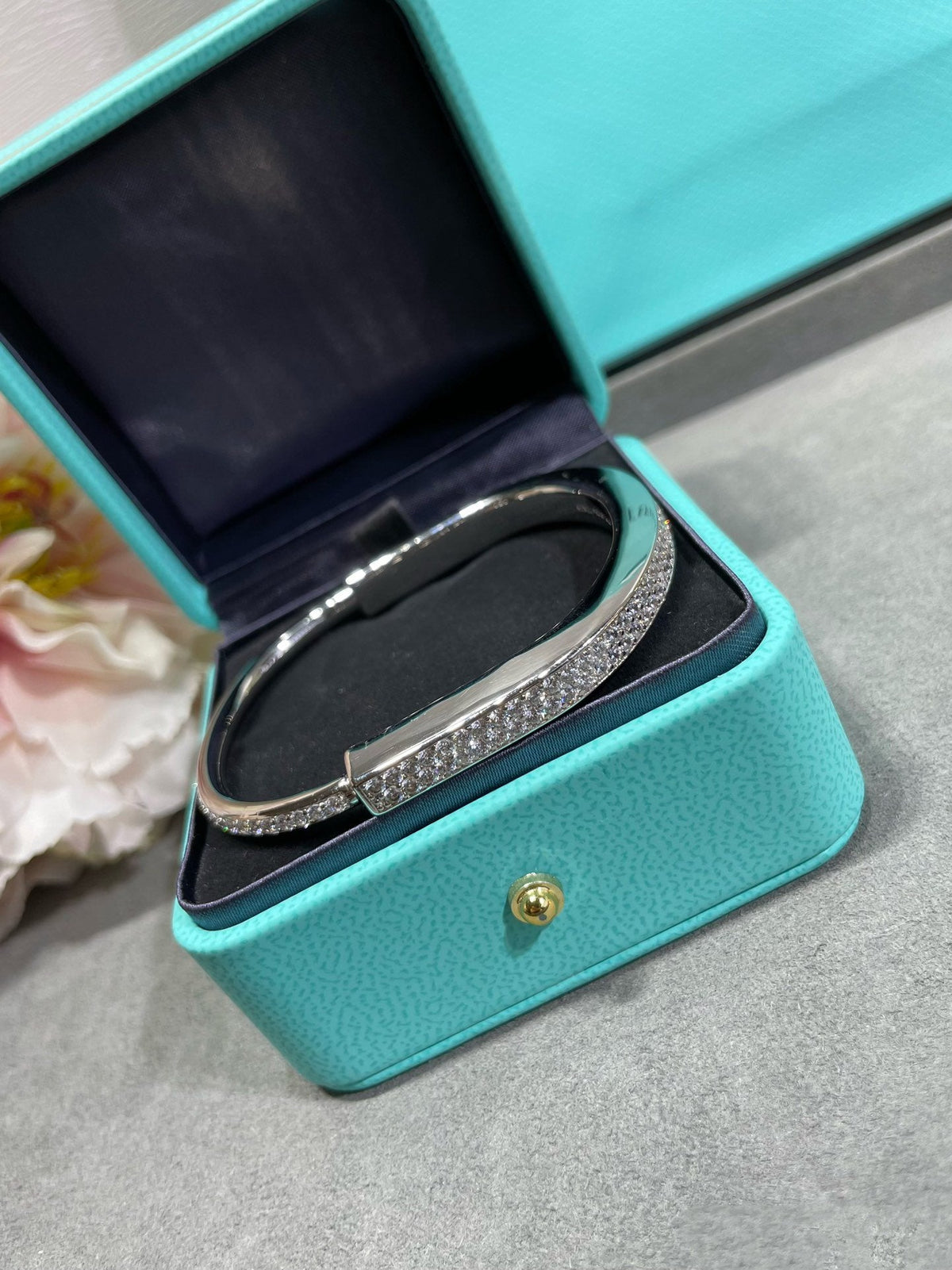 [Marins]LOCK BRACELET DIAMOND PAVED