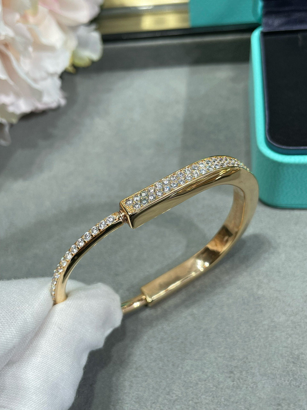 [Marins]LOCK BRACELET DIAMOND PAVED
