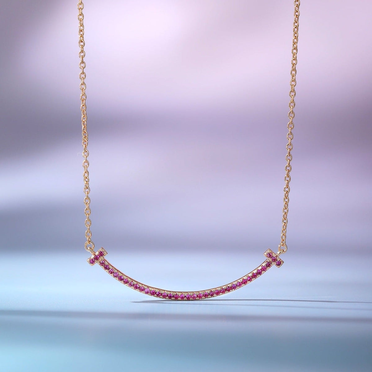 [Marins]BIG SMILE PEDANT PINK DIAMOND NECKLACE