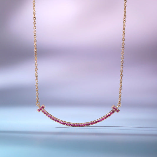 [Marins]BIG SMILE PEDANT PINK DIAMOND NECKLACE
