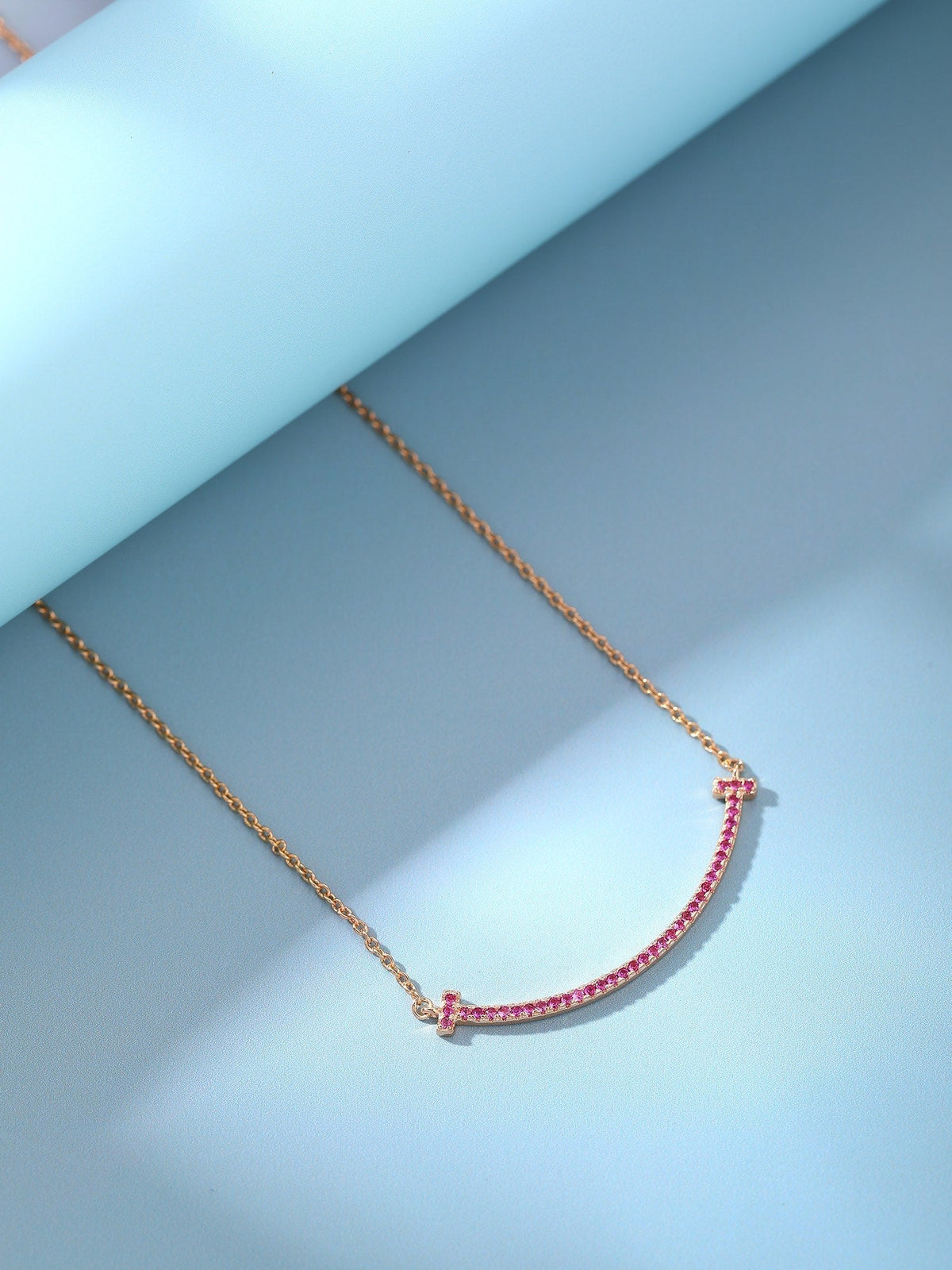 [Marins]BIG SMILE PEDANT PINK DIAMOND NECKLACE