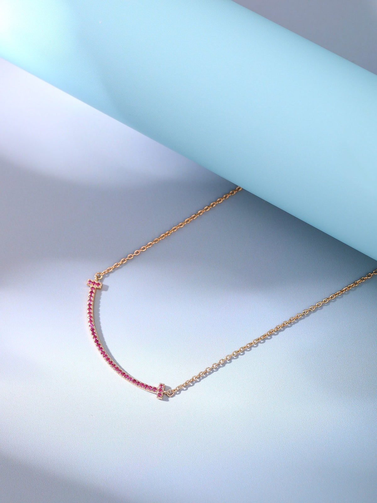 [Marins]BIG SMILE PEDANT PINK DIAMOND NECKLACE