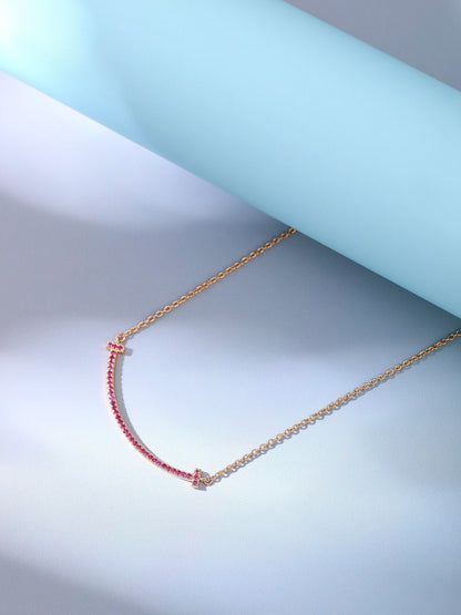 [Marins]BIG SMILE PEDANT PINK DIAMOND NECKLACE