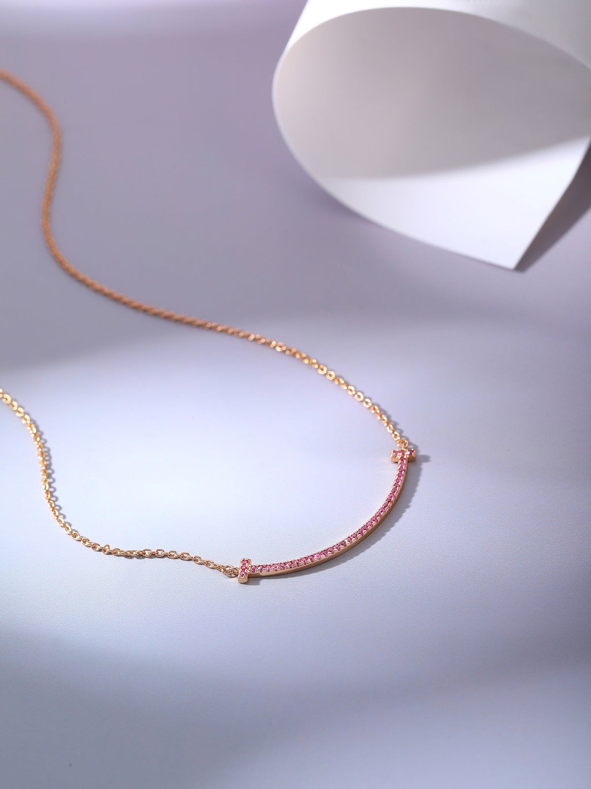 [Marins]BIG SMILE PEDANT PINK DIAMOND NECKLACE
