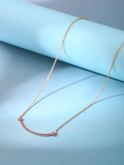 [Marins]BIG SMILE PEDANT PINK DIAMOND NECKLACE