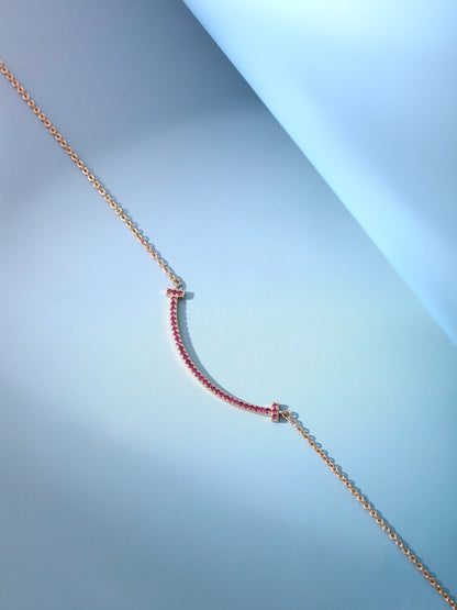 [Marins]BIG SMILE PEDANT PINK DIAMOND NECKLACE