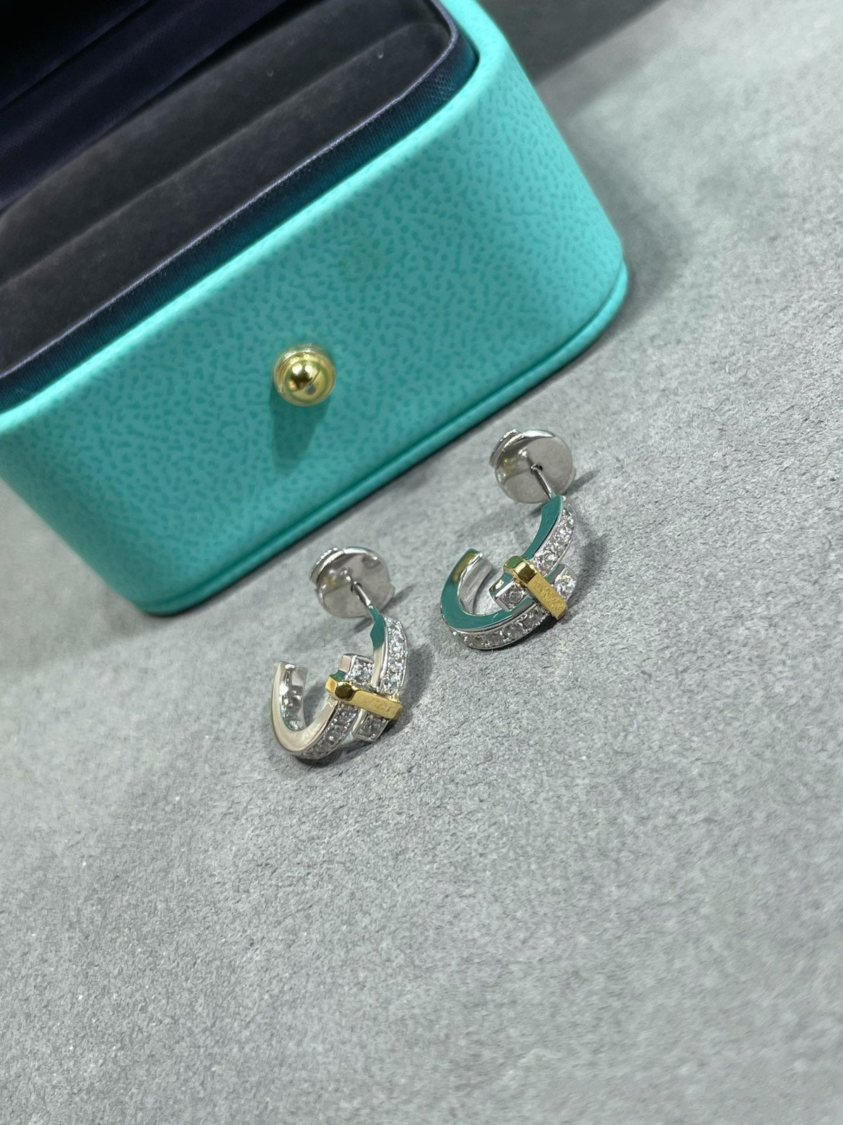 [Marins]EDGE DIAMOND PINK GOLD EARRINGS