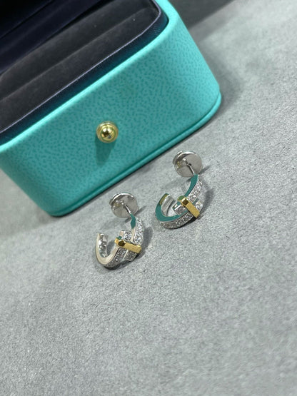 [Marins]EDGE DIAMOND PINK GOLD EARRINGS