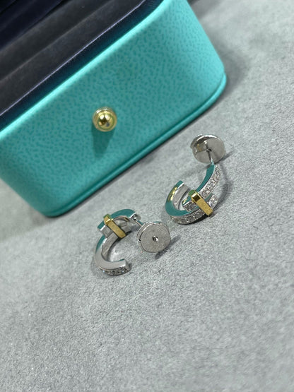 [Marins]EDGE DIAMOND PINK GOLD EARRINGS