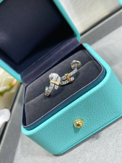 [Marins]EDGE DIAMOND PINK GOLD EARRINGS