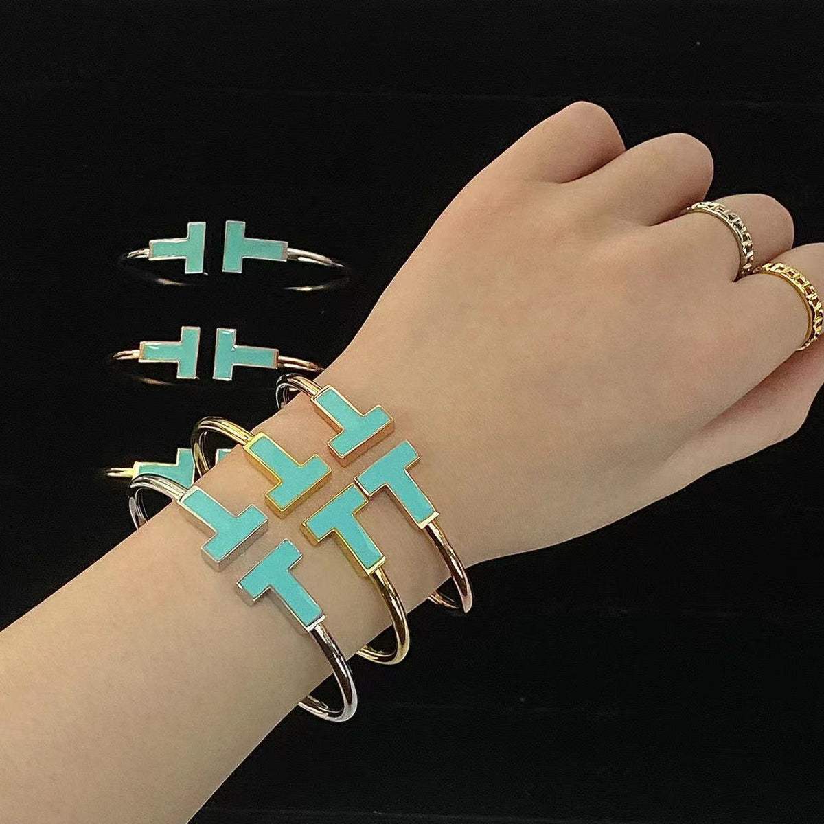 [Marins]T WIDE TURQUOISE OPEN BRACELET