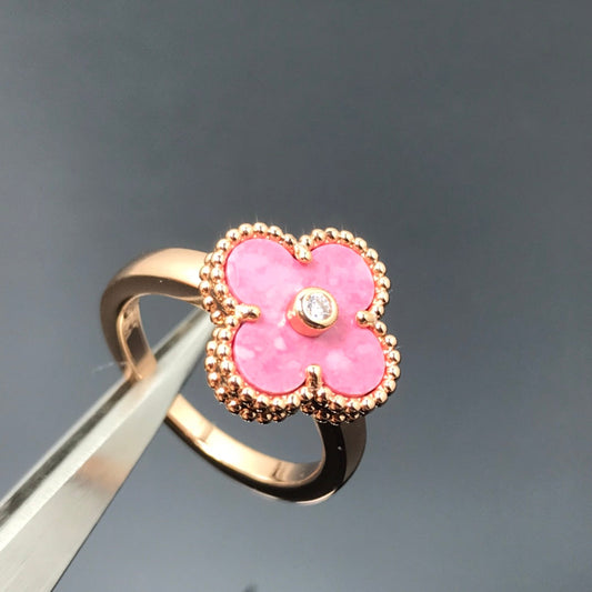 [Marins]CLOVER RHODONITE ROSE GOLD RING