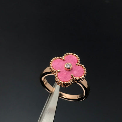[Marins]CLOVER RHODONITE ROSE GOLD RING