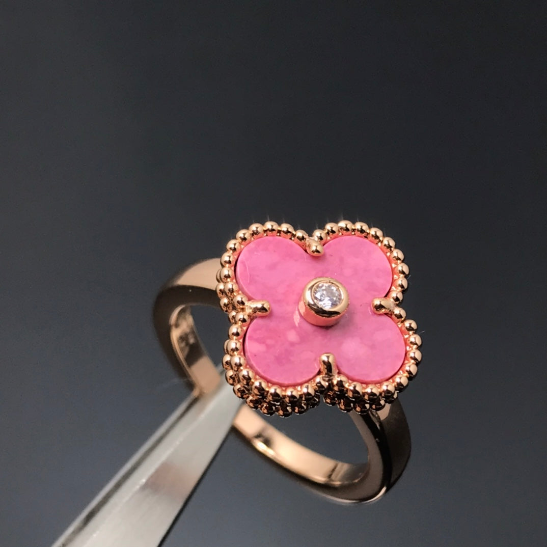 [Marins]CLOVER RHODONITE ROSE GOLD RING