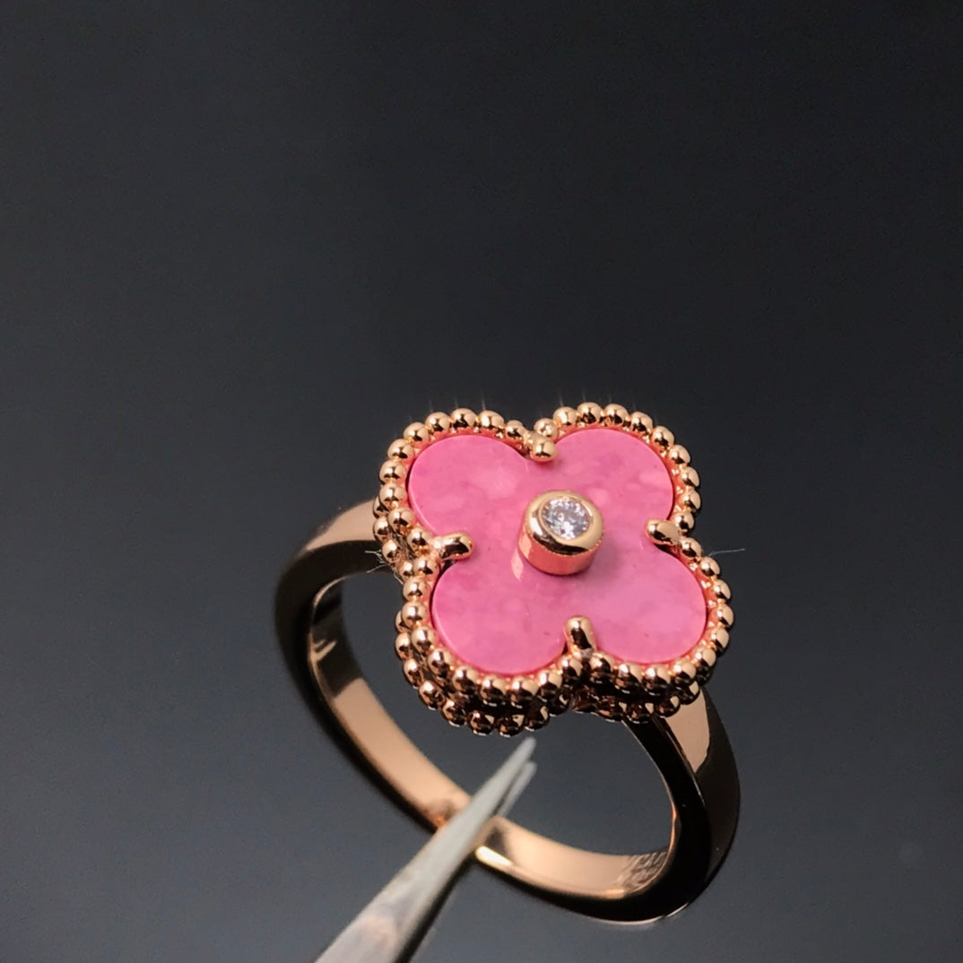 [Marins]CLOVER RHODONITE ROSE GOLD RING