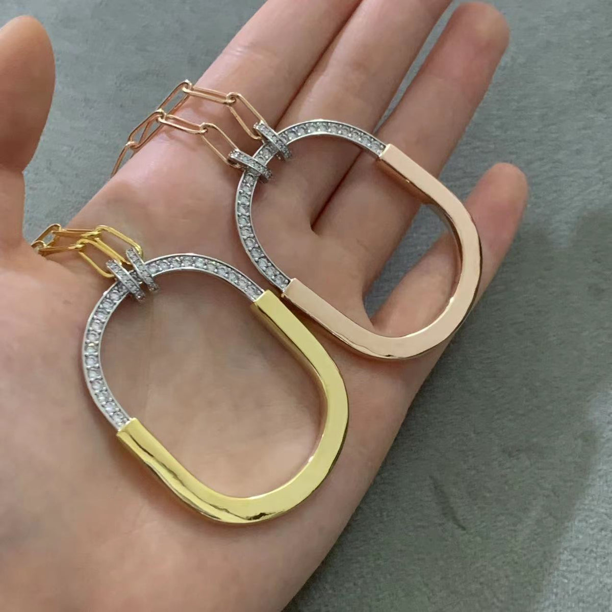 [Marins]LOCK DIAMOND NECKLACE