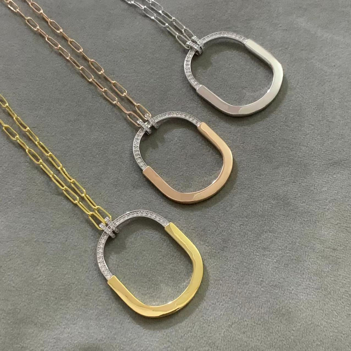 [Marins]LOCK DIAMOND NECKLACE