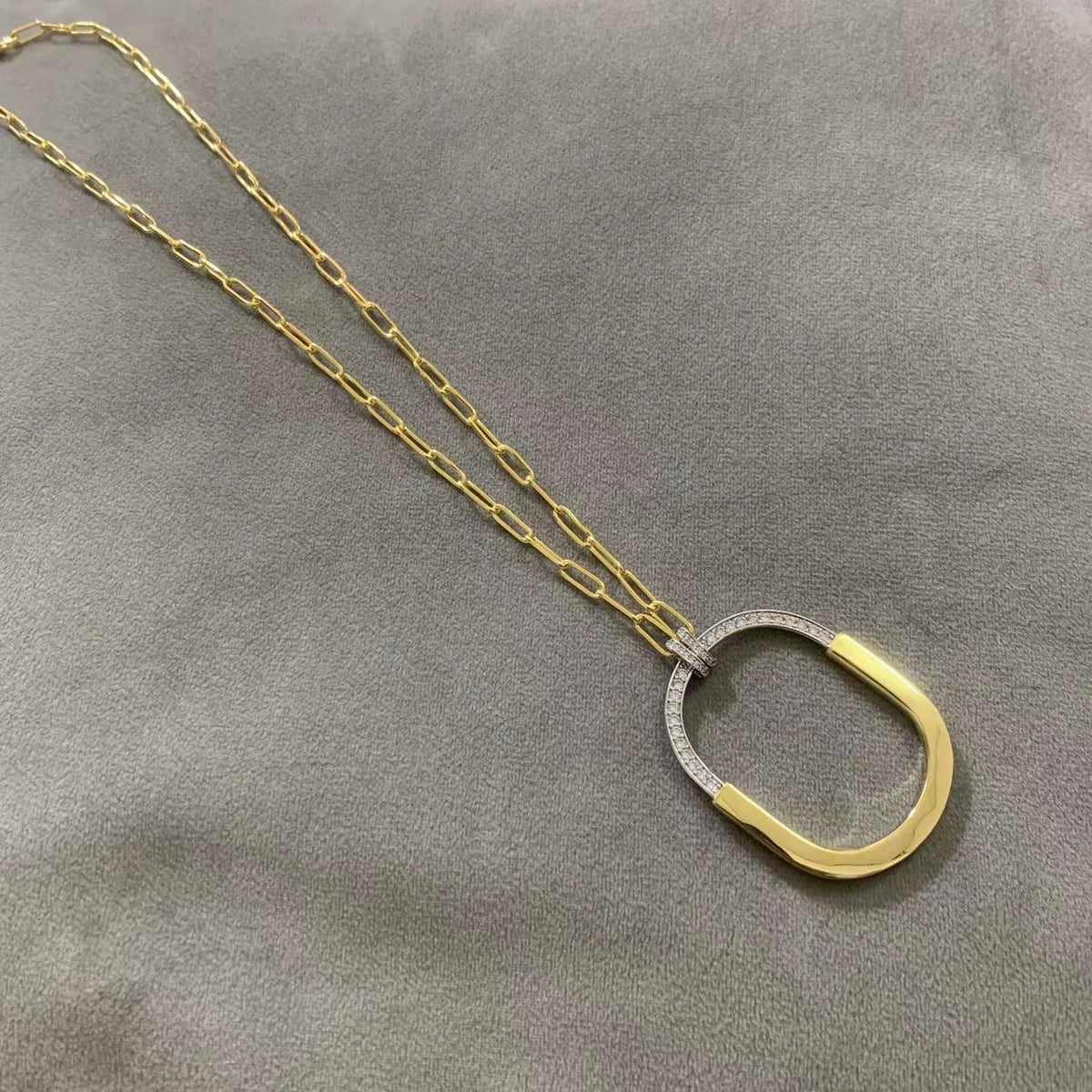 [Marins]LOCK DIAMOND NECKLACE