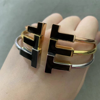 [Marins]T WIDE ONYX OPEN BRACELET
